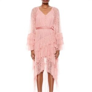 Alice and Olivia pink lace ruffle dress